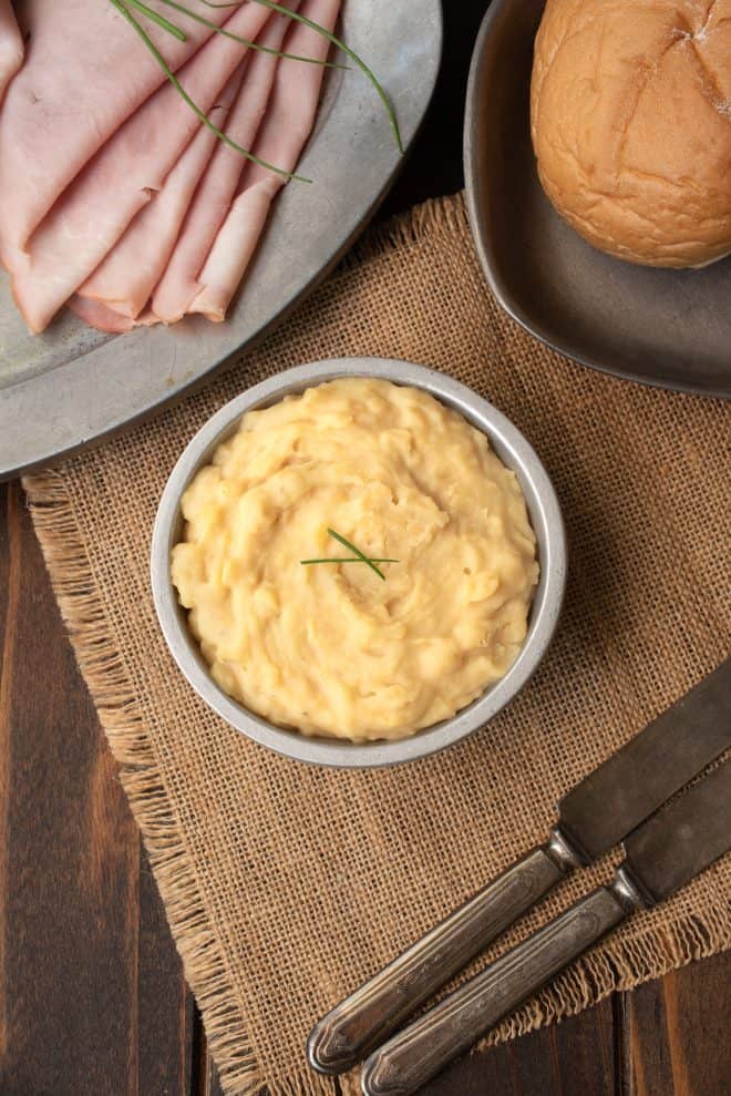 Pease Pudding garnished with chives