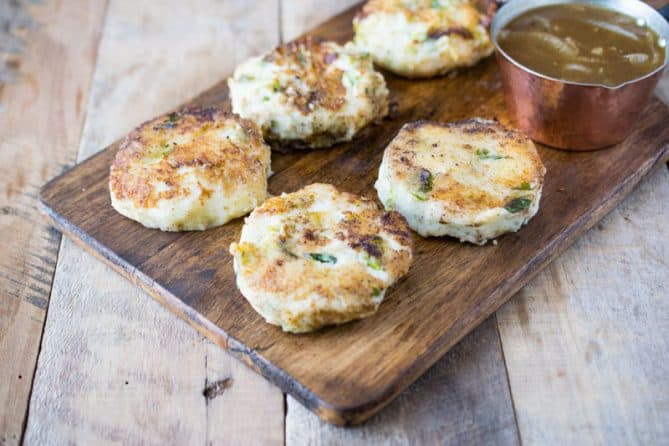 5 Bubble and squeak on a board with onion gravy