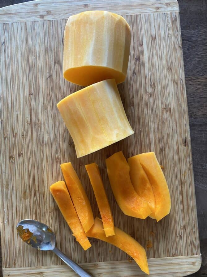 Chopping a butternut squash