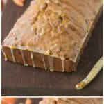 Carrot ginger spiced bread on a board and sliced