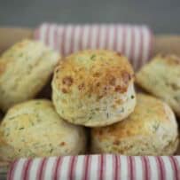 Baked scones in a bowl