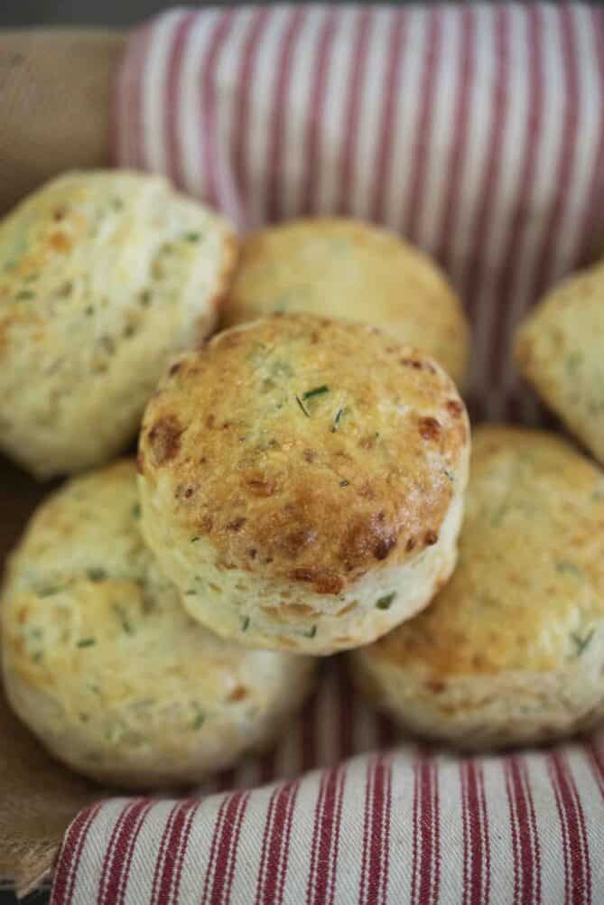 A closeup of the top of a browned scone