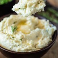 A spoonful of creamy rosemary cauliflower mash