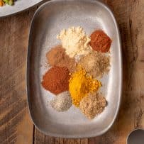 A look at different spices from overhead