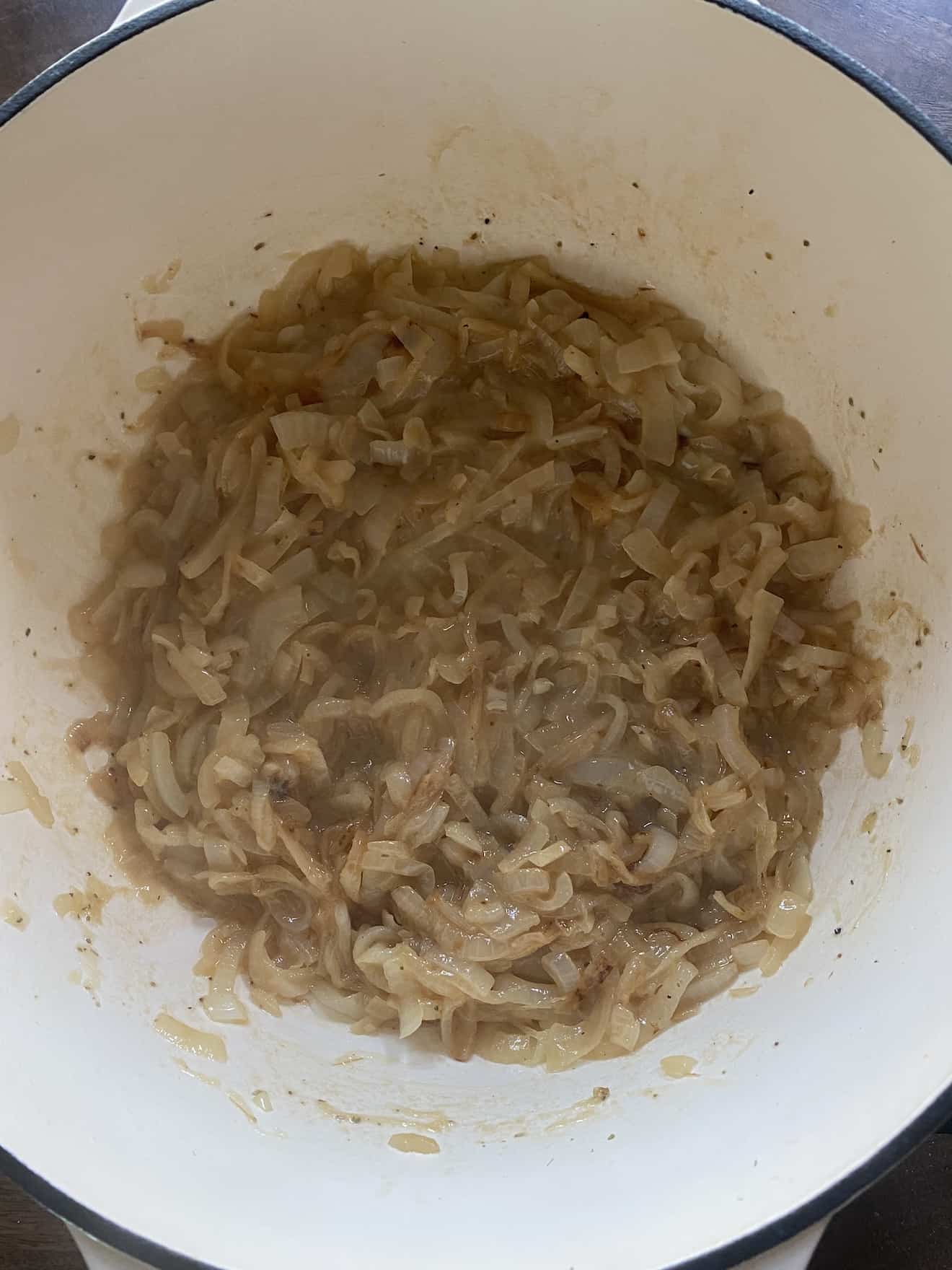 Caramelized onions in a pan