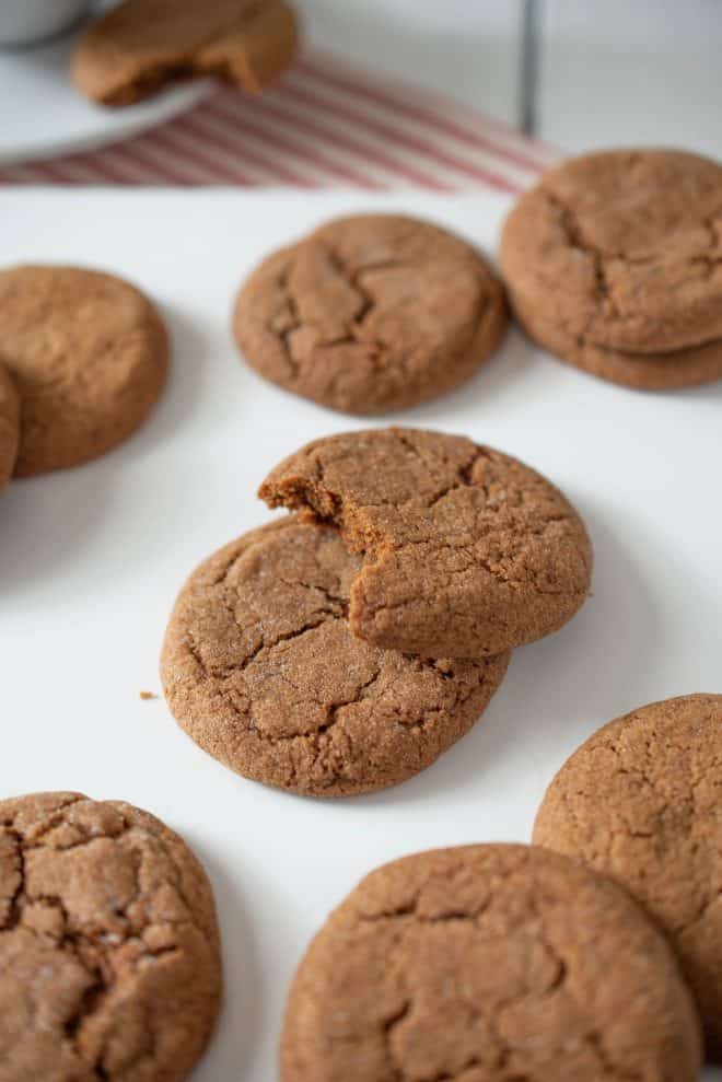 Cookies on a plate with a bite taken out of one