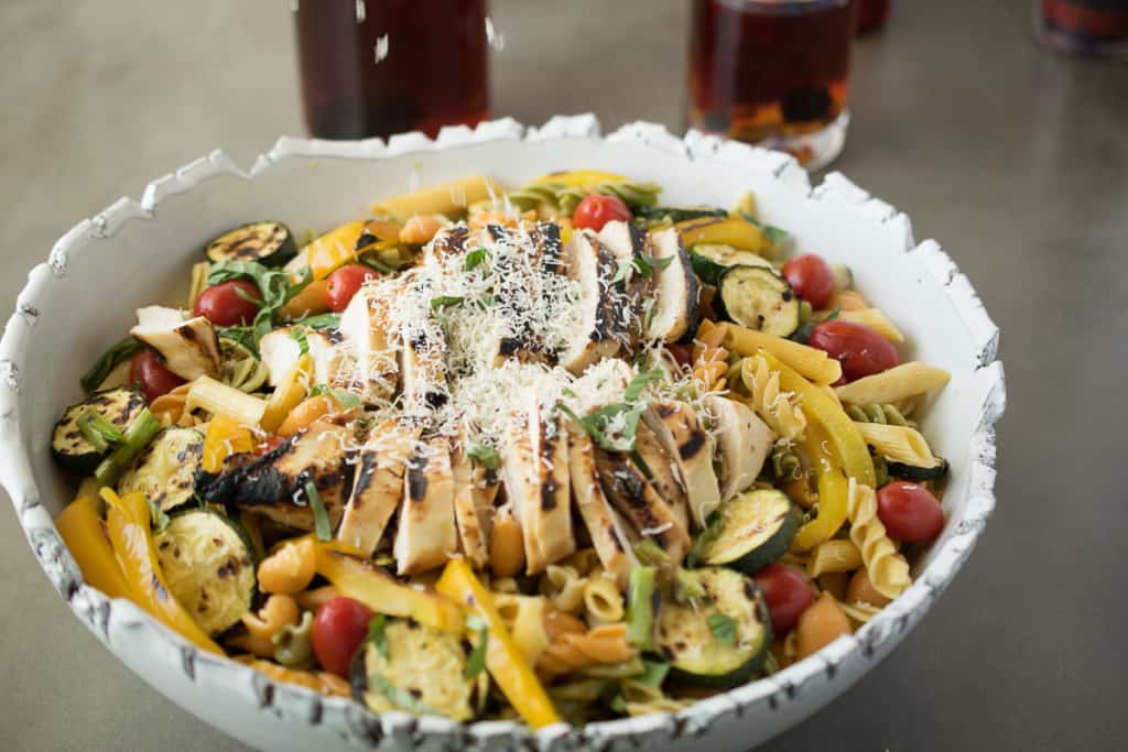 Fresh Parmesan cheese grated all over the dish