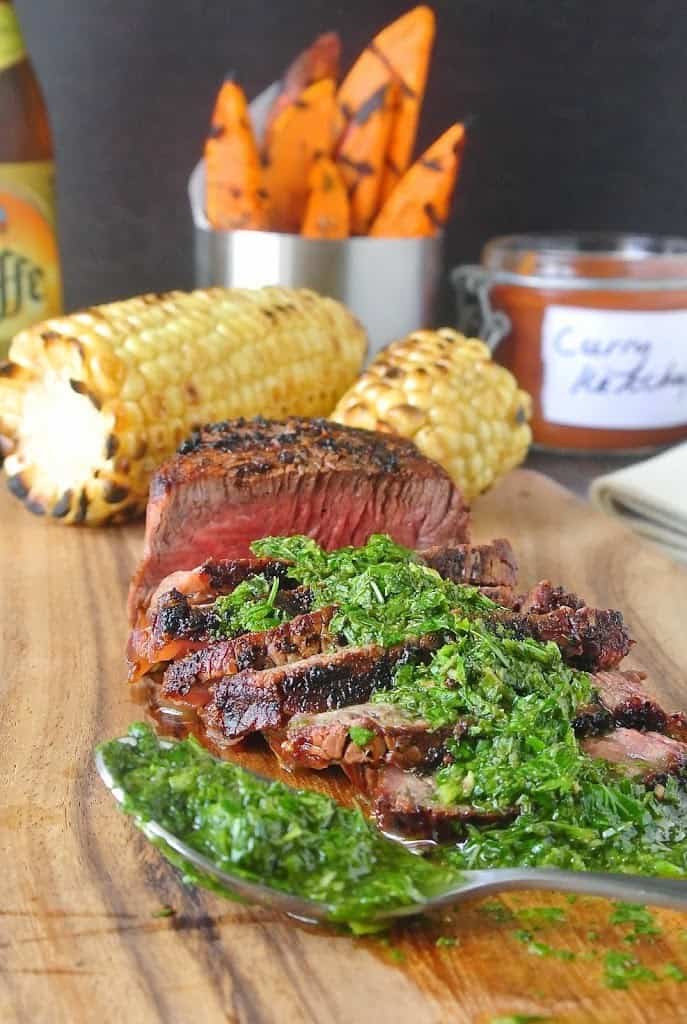 A closeup of the mint and parsley