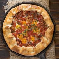 Herbed tomato galette viewed from above