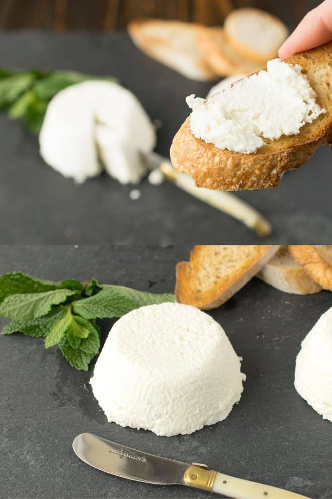 Ricotta spread onto crusty bread