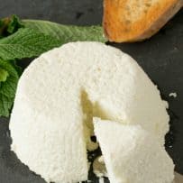 A mound of homemade ricotta