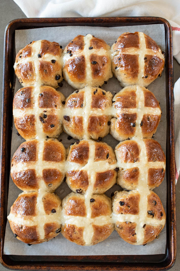 Hot cross buns warm and shiny