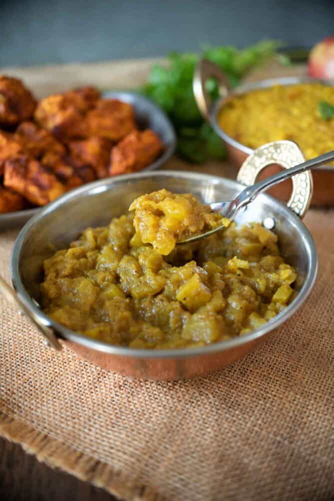 A spoonful of Indian apple chutney