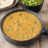 Indian dal is an easy and very flavorful vegetarian side dish made of yellow lentils, tomato, jalapeño and lots of spices. This makes a delicious, vegetarian side dish for any Indian meal.