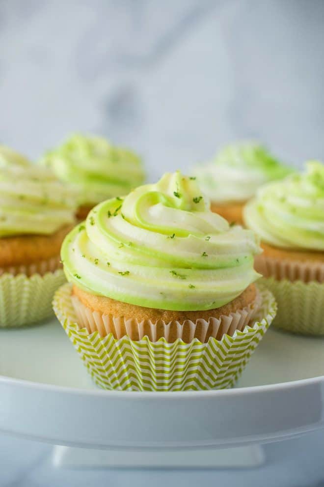 Key lime cupcakes with green and white frosting