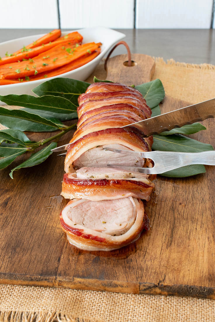 Slicing the pork tenderloin