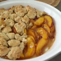 Maple glazed peaches topped with a scone topping