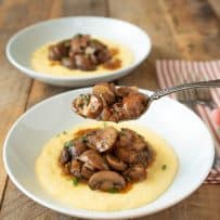 A spoonful of mushroom ragu