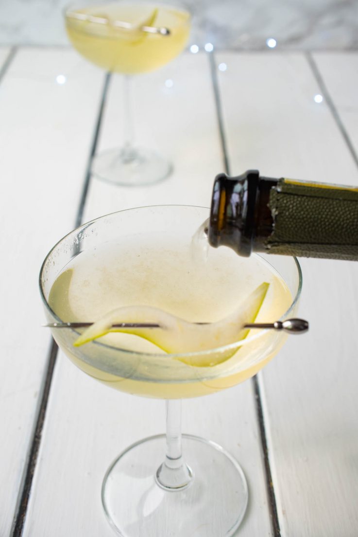 Pouring champagne into a glass