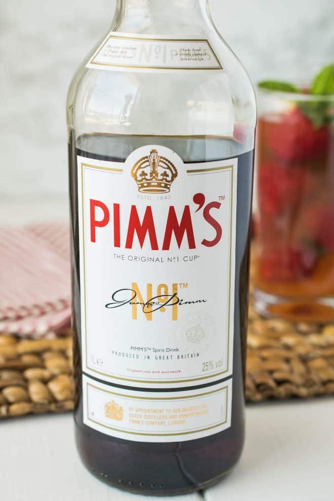 A bottle of Pimm's no. 1 cup liqueur