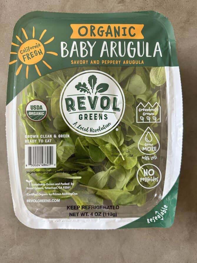 A package of premixed salad greens