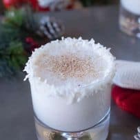 A glass of Santa's Rum Spiked Milk