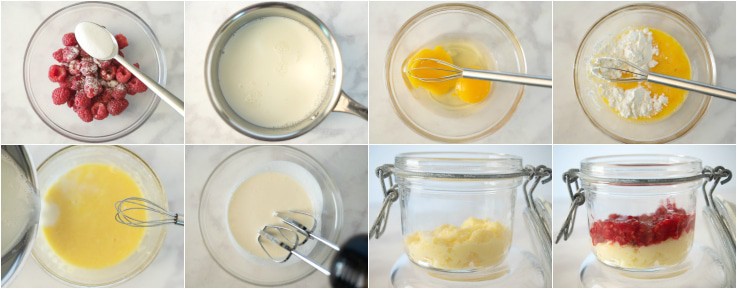 A collage showing the steps to making Scottish Raspberry Trifle Dip