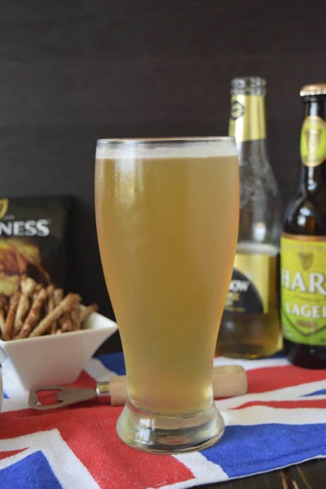 The side view of a snakebite drink