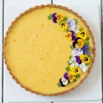 Summer mango pie from overhead