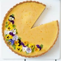 The pie viewed from overhead with a slice removed