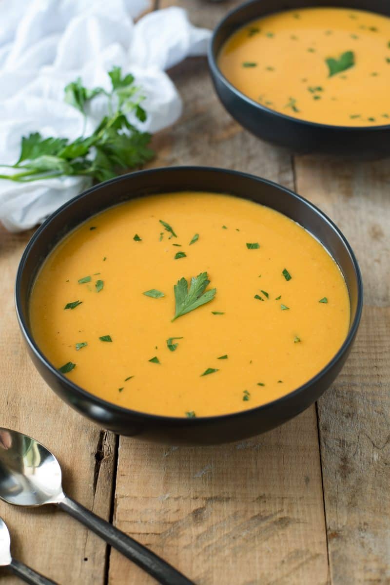 Thai butternut squash soup is the correlation of delicious, seasonal butternut squash, along with the amazing flavors of fresh ginger, Thai &nbsp;curry paste and coconut milk. This is will be your new favorite fall and winter soup.