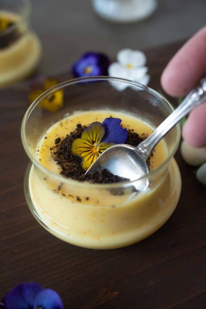 A spoonful of orange custard