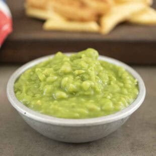 A bowl of mushy peas