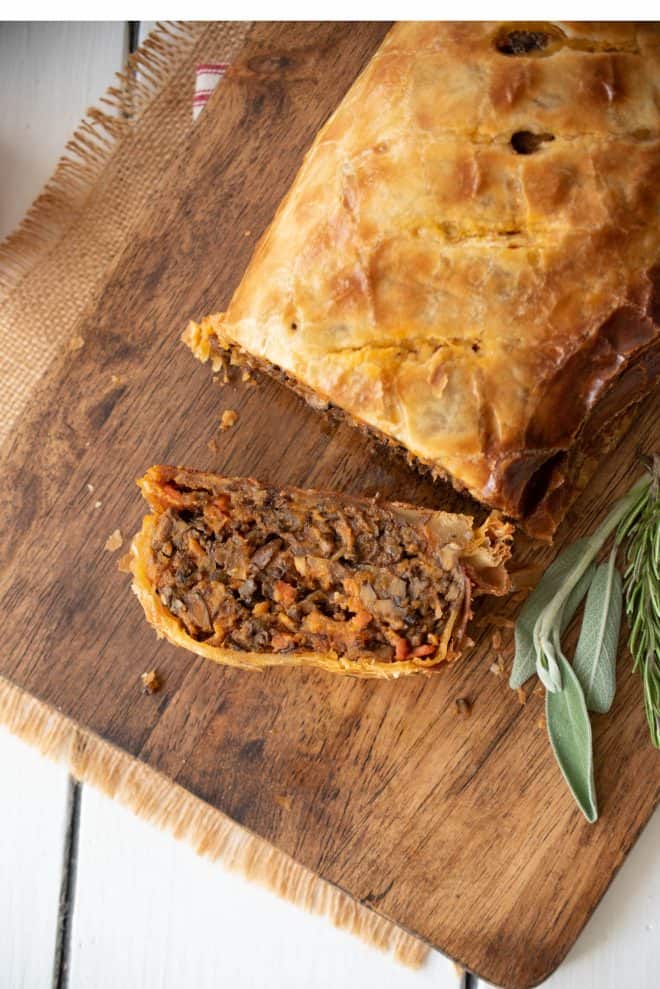 A meaty slice of mushroom Wellington