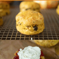Round scones with pumpkin spice and currants