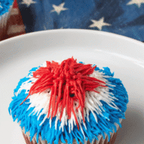 A red white and blue cupcake